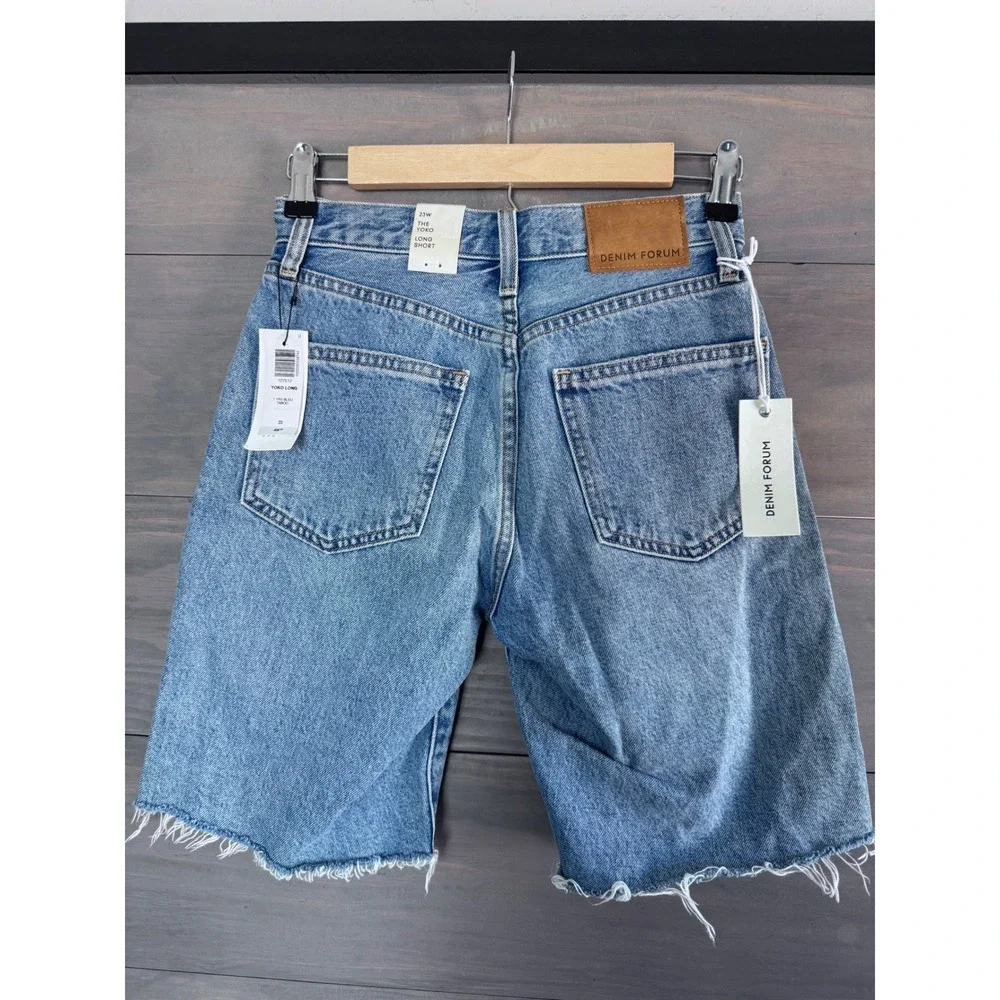 Denim Forum The Yoko Long Short 7 Yrs‎ Bleu Taboo High Rise Cut Offs 23 NEW